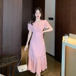 애니율 여성 여름 브이넥 레이스 원피스 G4222 : 애니율