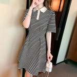 애니율 여성 여름 스트라이프 폴로넥 원피스 G4253 : 애니율