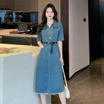 애니율 여성 여름 데님 빈티지 청 원피스 G4251 : 애니율