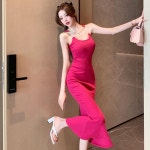 애니율 여성 여름 슬림핏 오프숄더 롱 원피스 G4245 : 애니율