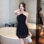 애니율 여성 여름 홀터넥 오프숄더 섹시 원피스 G4246 : 애니율