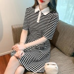 애니율 여성 여름 스트라이프 폴로넥 원피스 G4253 : 애니율