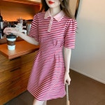 애니율 여성 여름 스트라이프 폴로넥 원피스 G4253 : 애니율
