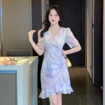 애니율 여성 여름 브이넥 프릴 원피스 G4258 : 애니율