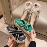 애니율 여성 여름 편안한 통굽 비즈 슬리퍼 G4332 : 애니율