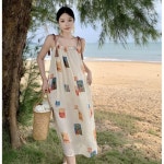 애니율 여성 여름 캐주얼 오프숄더 나시 롱 원피스 G4524 : 애니율