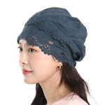 H3339 2단 레이스 모자 두건 : 색동호박