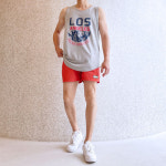 베럴댄나우 남성용 LA 프린팅 오버핏 민소매 나시티 : 베럴댄나우