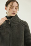 High neck zip - up jacket : 라캐시미어
