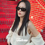 페이크미 선글라스 하이볼 갓챠 언더 펠비스 갤 여자 남자 타원 뿔테 : 세컨아이즈