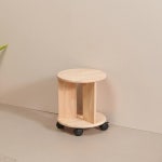 원목 나무 무빙 바퀴 원형 스툴 오픈 수납 간이 의자 감성 디자인 1인 체어 : IVY퍼니처