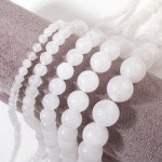 비즈아이 [5201-01]원석라운드 4/6/8/10/12mm 신백옥 화이트 ,반줄 : 비즈아이스토어