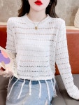 애니율 여성 여름 시원한 긴팔 펀칭 티셔츠 G5459 : 애니율