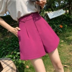 애니율 여성 여름 하이웨이스트 와이드 반바지 G5540 : 애니율