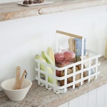 모던 우드 손잡이 화이트 철제 욕실/주방용품 바구니 매장 디자인 화분 : IVY퍼니처