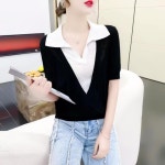 애니율 여성 여름 반팔 폴로넥 니트 티셔츠 G4638 : 애니율