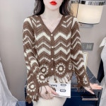 애니율 여성 봄 가을 펀칭 니트 가디건 G5498 : 애니율