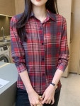 애니율 여성 봄 가을 캐주얼 체크 남방 셔츠 G5792 : 애니율
