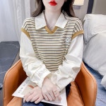 애니율 여성 봄 가을 레이어드 니트 폴로 티셔츠 G5793 : 애니율