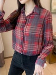 애니율 여성 봄 가을 캐주얼 체크 남방 셔츠 G5792 : 애니율
