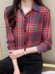 애니율 여성 봄 가을 캐주얼 체크 남방 셔츠 G5792 : 애니율