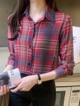 애니율 여성 봄 가을 캐주얼 체크 남방 셔츠 G5792 : 애니율