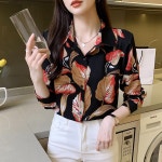 애니율 여성 봄 가을 플라워 프린트 셔츠 G5791 : 애니율