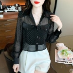애니율 여성 봄 가을 숏 셔츠 블라우스 G5850 : 애니율