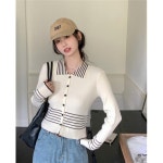 애니율 여성 봄 가을 폴로넥 니트 티셔츠 가디건 G5907 : 애니율
