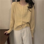 애니율 여성 봄 가을 라운드 니트 가디건 G5903 : 애니율