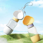 강아지산책물통 휴대용 애견 반자동 스탠드 2in1 : 알뜰펫