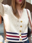 애니율 여성 봄 가을 브이넥 꽈베기 니트 가디건 G5919 : 애니율