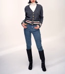 애니율 여성 봄 가을 브이넥 꽈베기 니트 가디건 G5919 : 애니율