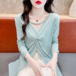 애니율 여성 봄 가을 패션 트임 티셔츠 G5767 : 애니율