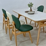 아리아 원형 실리콘 레더 쿠션 방석 원목 의자 카페 서재 인테리어 체어 : 꾸움디자인