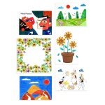 피카소 사물놀이 드로잉 스티커 액자만들기 공작놀이 문화강좌 어린이집 문화센터 : 초리초리