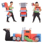 웨어러블 트랜스포머 자동차 로봇 공룡 카톤 DIY 수제 골판지 유치원 부모-자식 성능 의류 : 아인포유샵