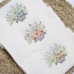 20수 워싱 광목자수  삼색 꽃바구니 2컬러 : 천이야기