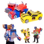 웨어러블 트랜스포머 자동차 로봇 공룡 카톤 DIY 수제 골판지 유치원 부모-자식 성능 의류 : 아인포유샵