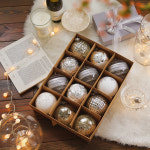 크리스마스 트리 장식 소품 10cm 대형 볼 오너먼트 세트 윈터 실버 12pcs : 홈트너