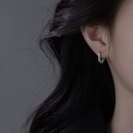 볼드 스퀘어 링 심플 라인 여성 원터치 귀걸이 [실버] N157 : 알제브