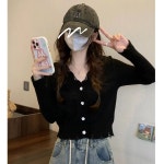 애니율 여성 봄 가을 브이넥 니트 숏 가디건 G6585 : 애니율