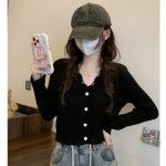 애니율 여성 봄 가을 브이넥 니트 숏 가디건 G6585 : 애니율