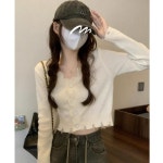 애니율 여성 봄 가을 브이넥 니트 숏 가디건 G6585 : 애니율