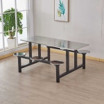 매점 일체형 식탁 편의점 구내 식당 테이블 의자 세트 실버ㅣ6인 : 신속배송대행