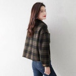 애니율 여성 봄 가을 캐주얼 체크 모직 숏 자켓 G6693 : 애니율