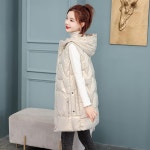 애니율 여성 겨울 집업 후드 미디 패딩 조끼 G6720 : 애니율