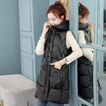 애니율 여성 겨울 집업 후드 미디 패딩 조끼 G6720 : 애니율