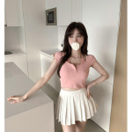톰 패치 하이웨스트 플리츠 미니스커트 3color : 바틀콜드