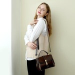 힐링그래스 여성용 골드링 포인트 데일리 2way 토트 크로스백 HGSM2398BR : 힐링그래스